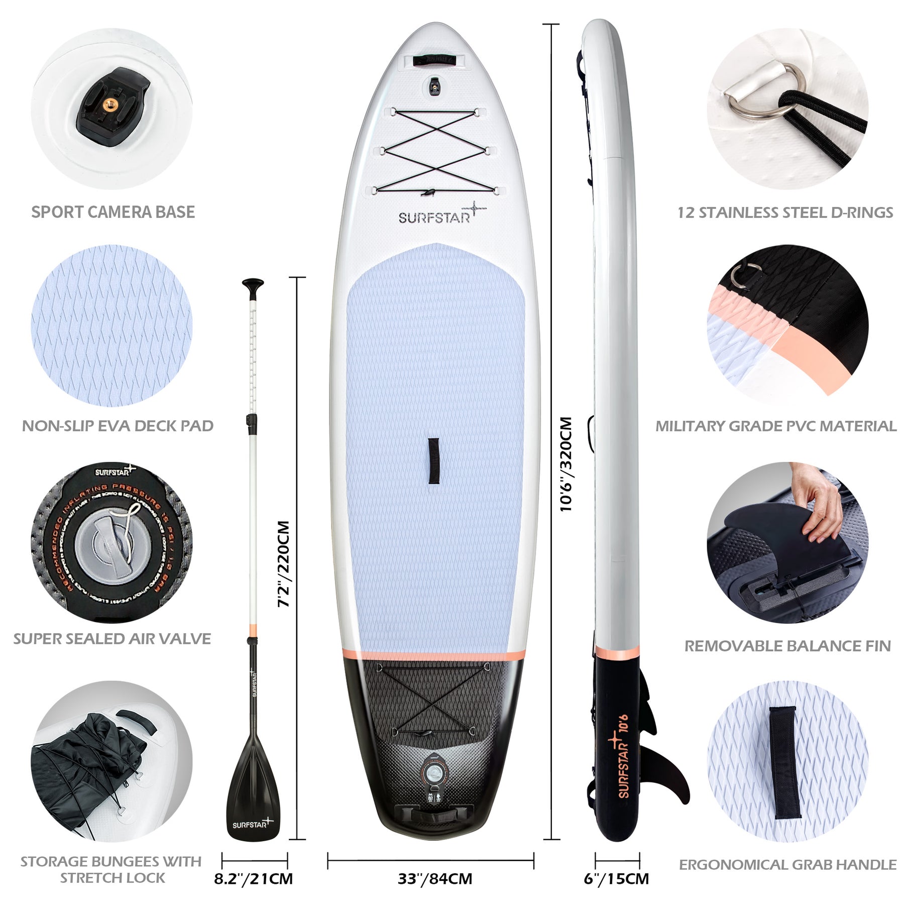 Leadingstar Surfboard Paddle Board Slide-in Fin Anti-corrosion